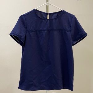 Navy Blouse with Cute Details